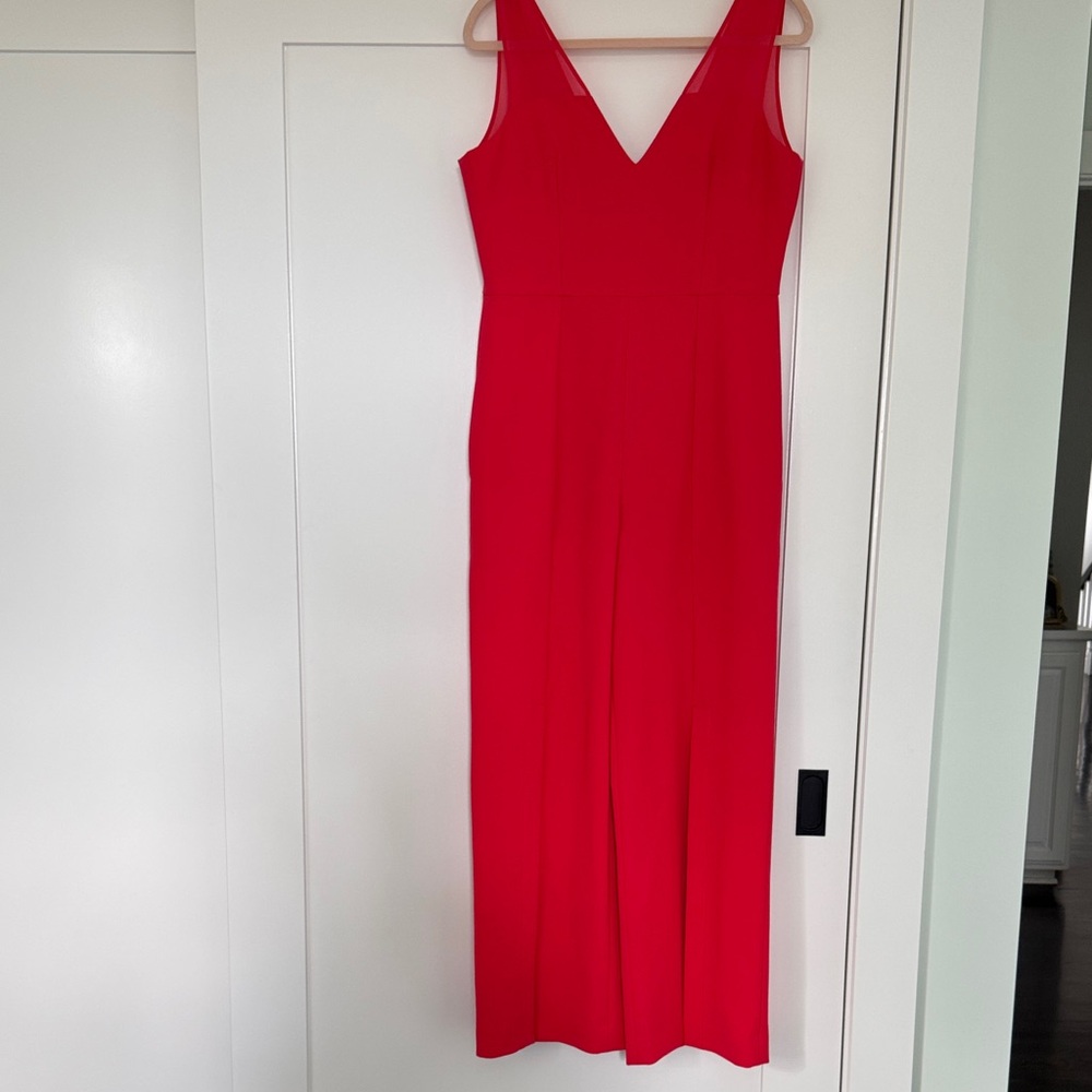 BCBG Maxazria Red Berry sleeveless vented leg Jumpsuit